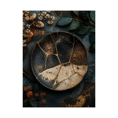 Kintsugi Rust Patina in Dawn | Gold Repair Wall Art Print
