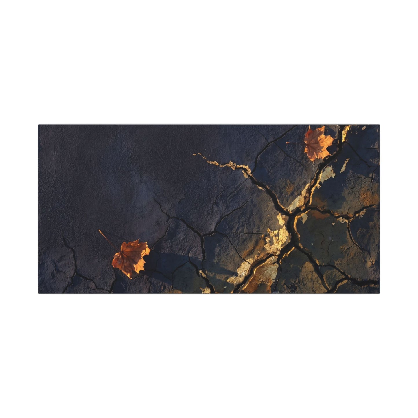 Cracked Earth Canvas Art | Autumn Dark Japandi Dark Texture Art