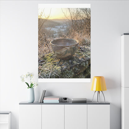 Golden Hour Ceramic Bowl Canvas Art - Japandi Shibui