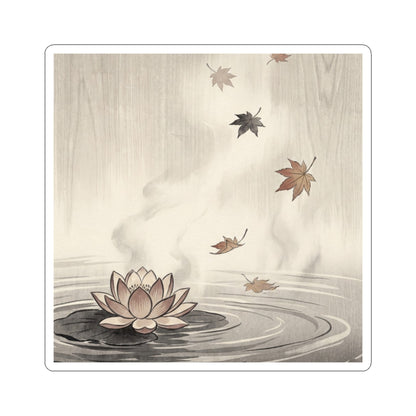 Tranquil Lotus Flower Sticker - Ukiyo E Inspired Zen Art Print