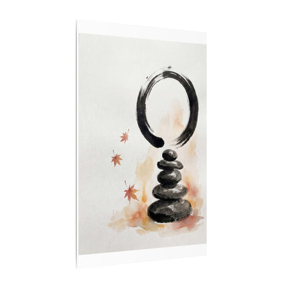 River Stones Canvas Art | Autumn Zen Enso Art