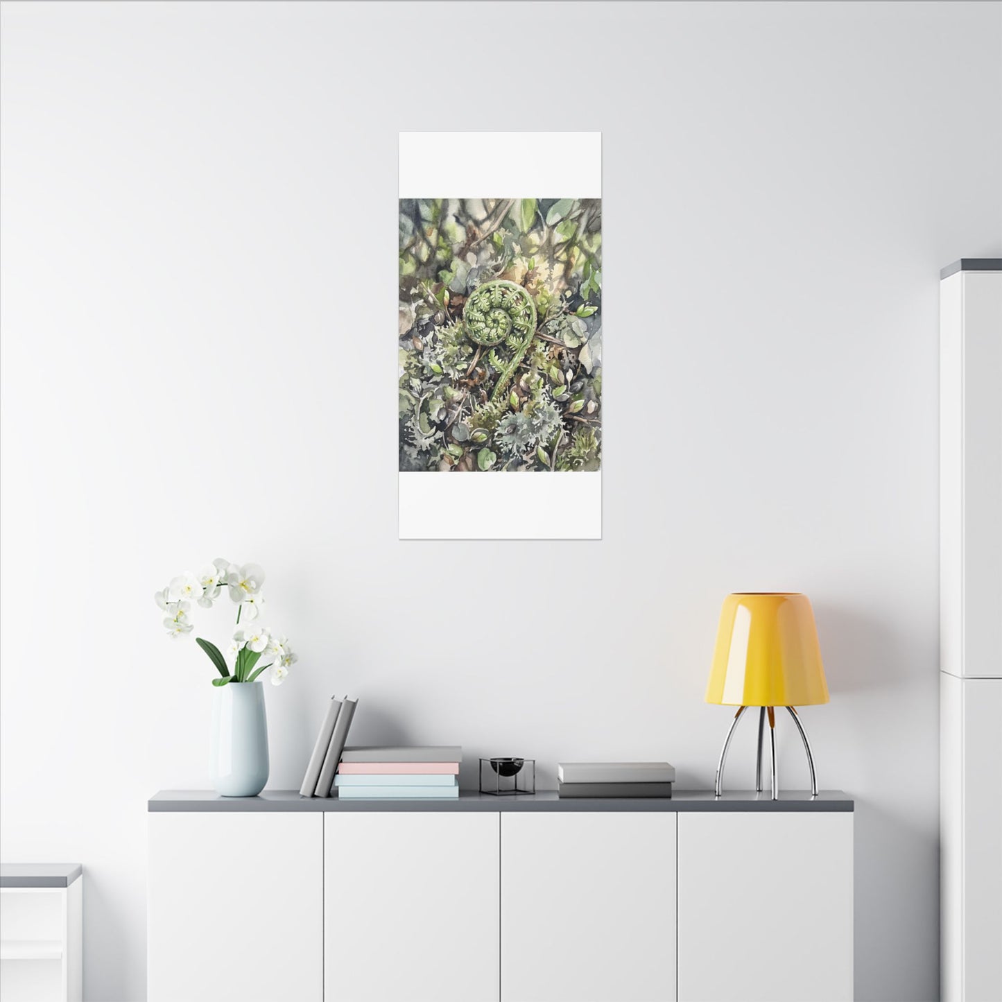 Fern Unfurling Spring Canvas Art | Japandi Neutral Design