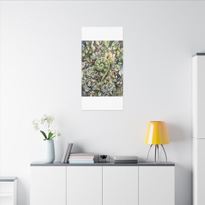 Fern Unfurling Spring Canvas Art | Japandi Neutral Design