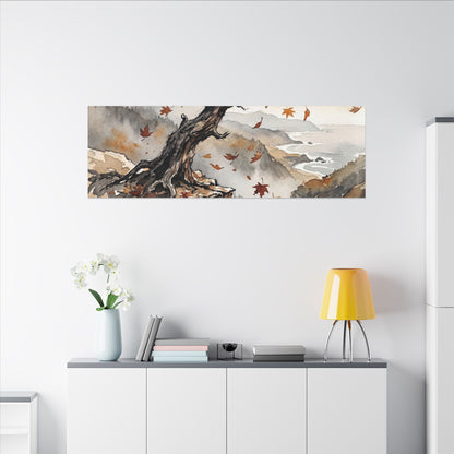 Autumn Pine Tree Watercolor Canvas Art | Warm Decor