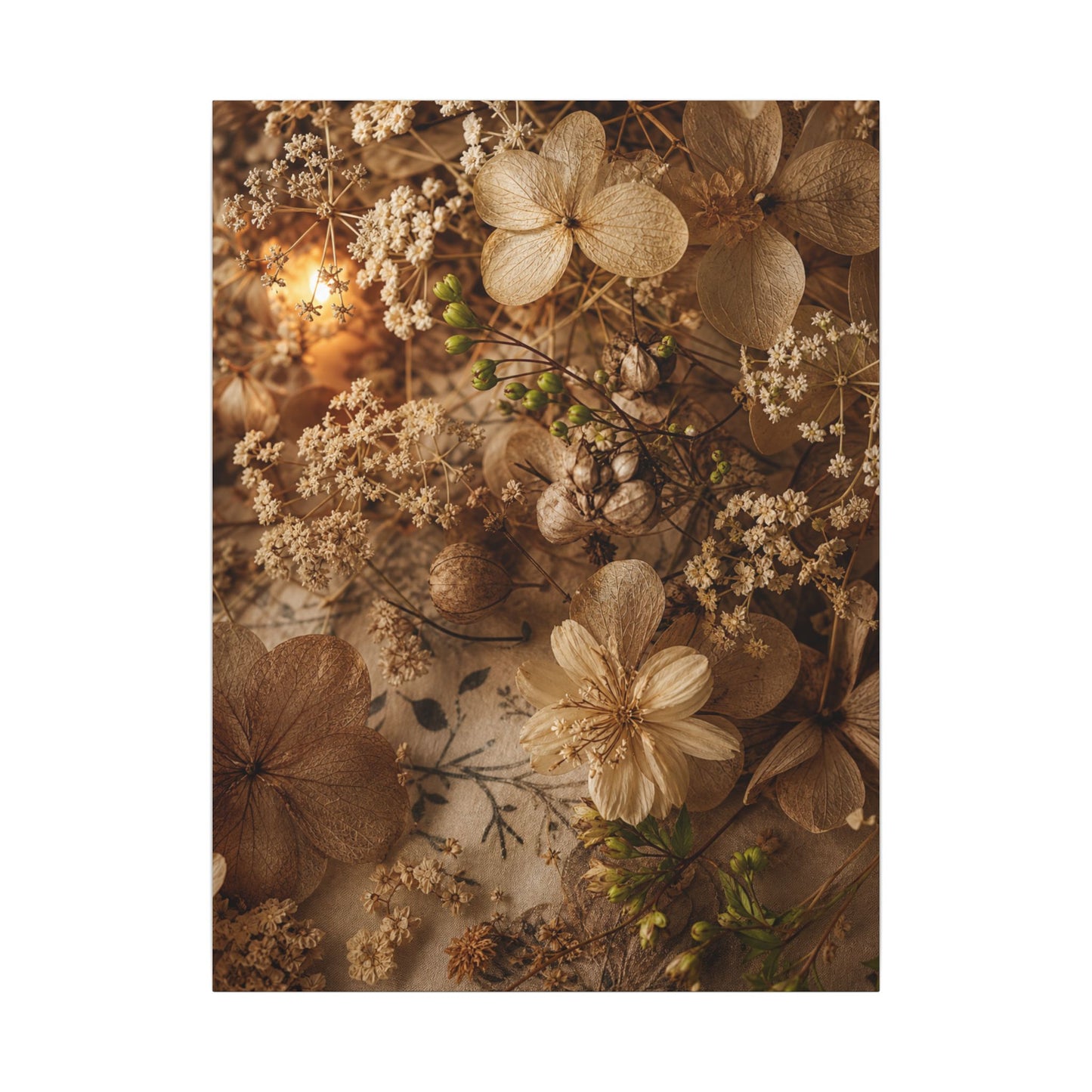 Spring Dried Flowers Japanese Pattern Canvas Art | Earthy Decor