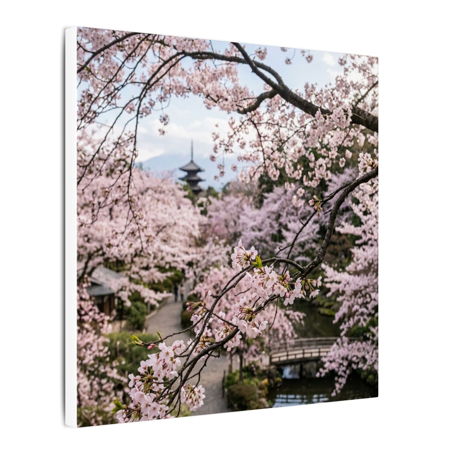 Fukinsei Cherry Blossom Canvas Art - Dark Japandi Moody Minimal