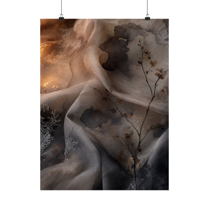 Candlelight Silk Drape Wall Art Print - Japandi Kanso