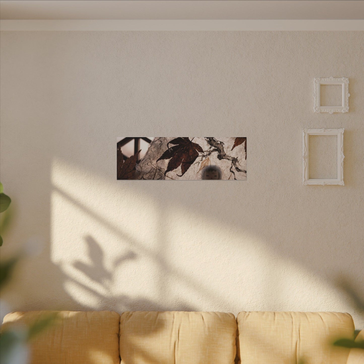 Shoji Screen Autumn Canvas Art | Dark Japandi Atmospheric Design