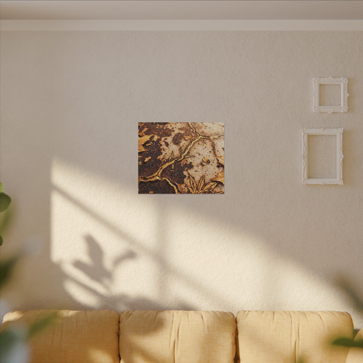 Kintsugi Rust Patina in Golden Hour | Gold Vein Canvas Art