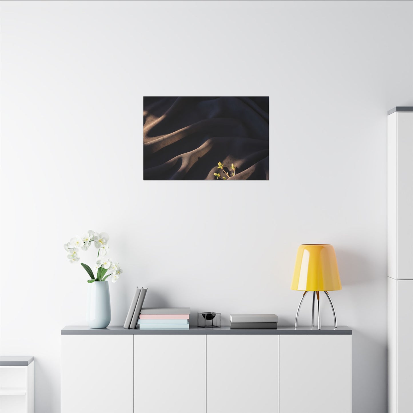 Silk Drape Shadow Zen Canvas Art | Luxurious Dark Japandi Art