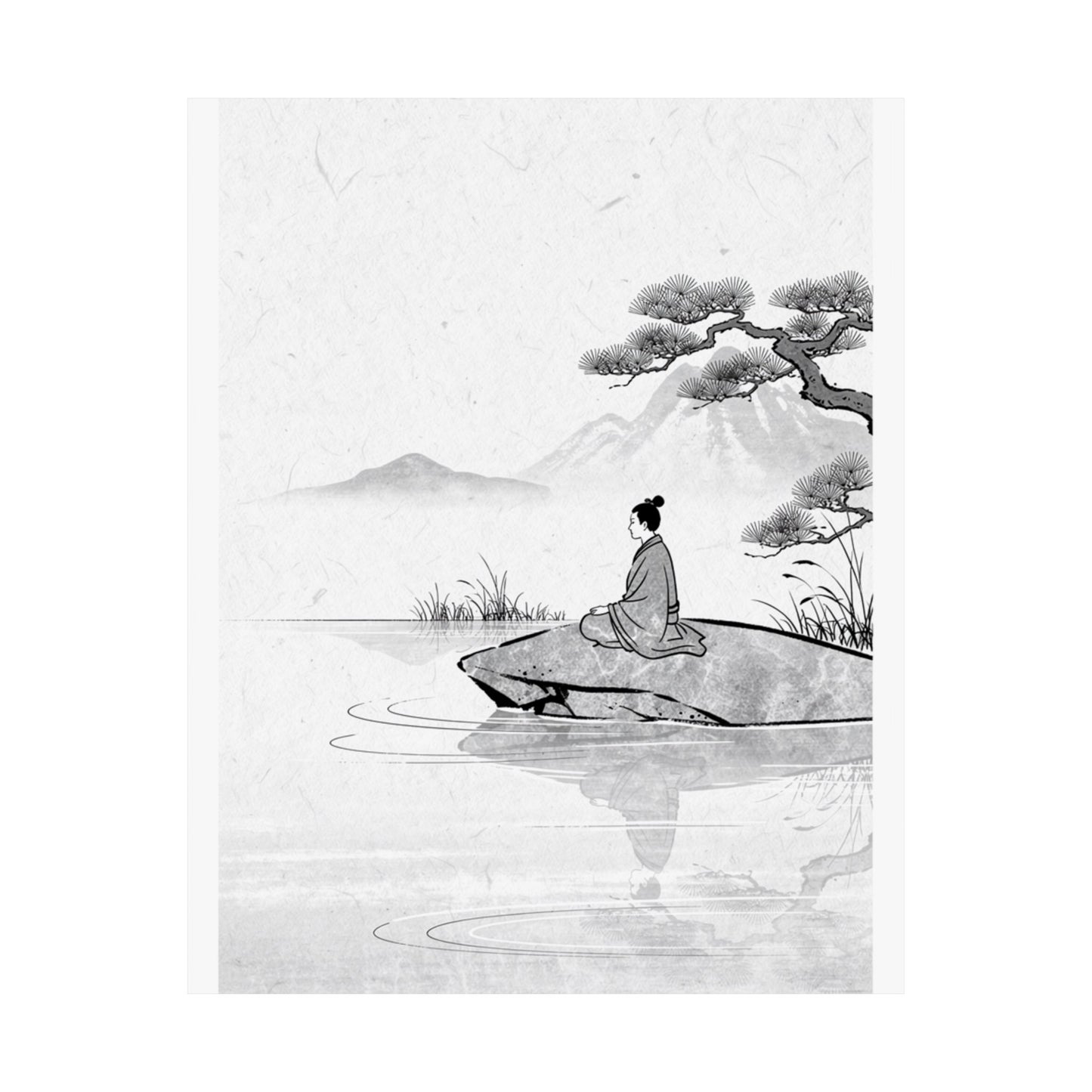 Meditation Harmonious Zen Ukiyo-e Wall Art Print