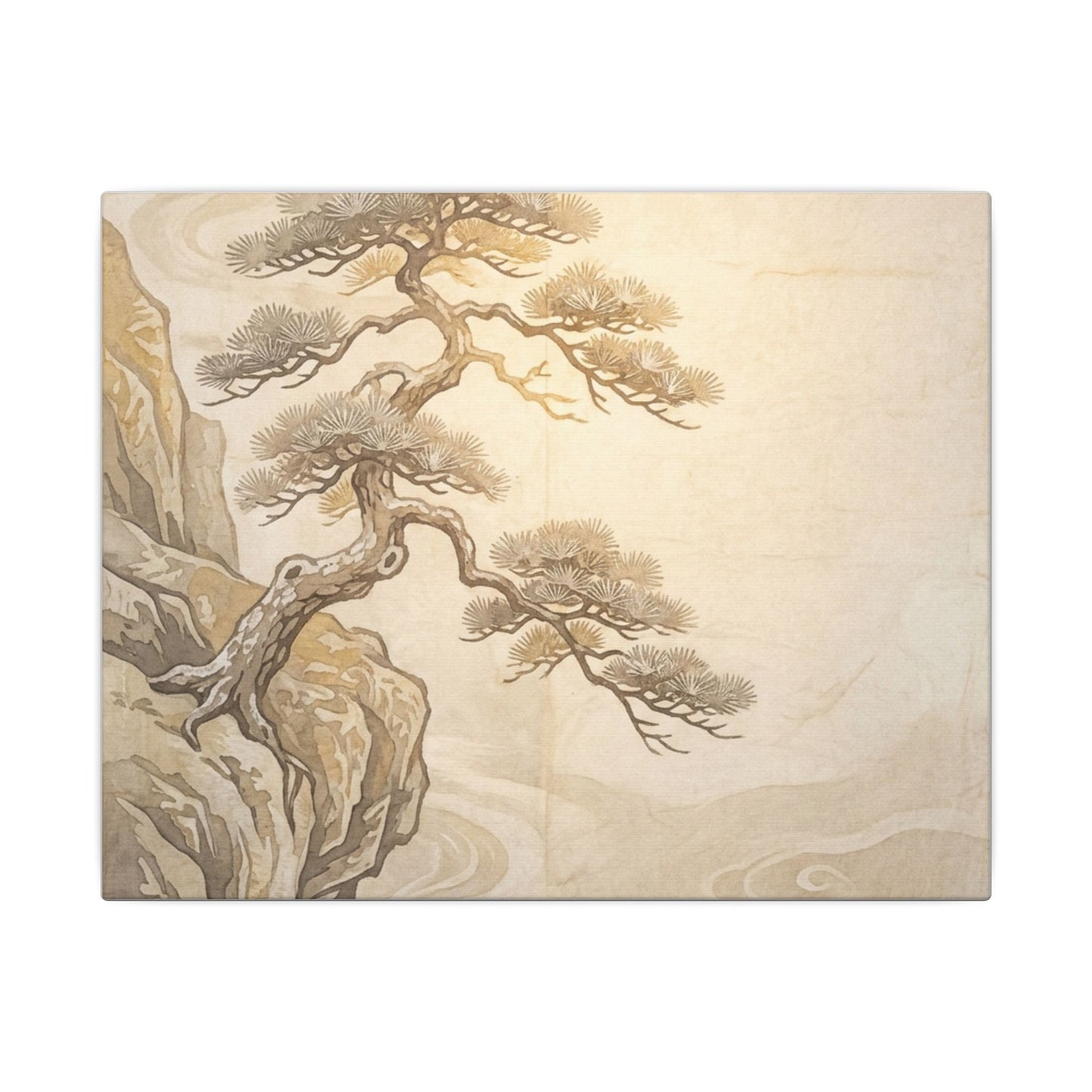 Winter Pine Tree Japanese Pattern Canvas Art | Elegant Decor