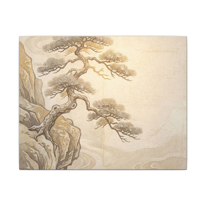Winter Pine Tree Japanese Pattern Canvas Art | Elegant Decor