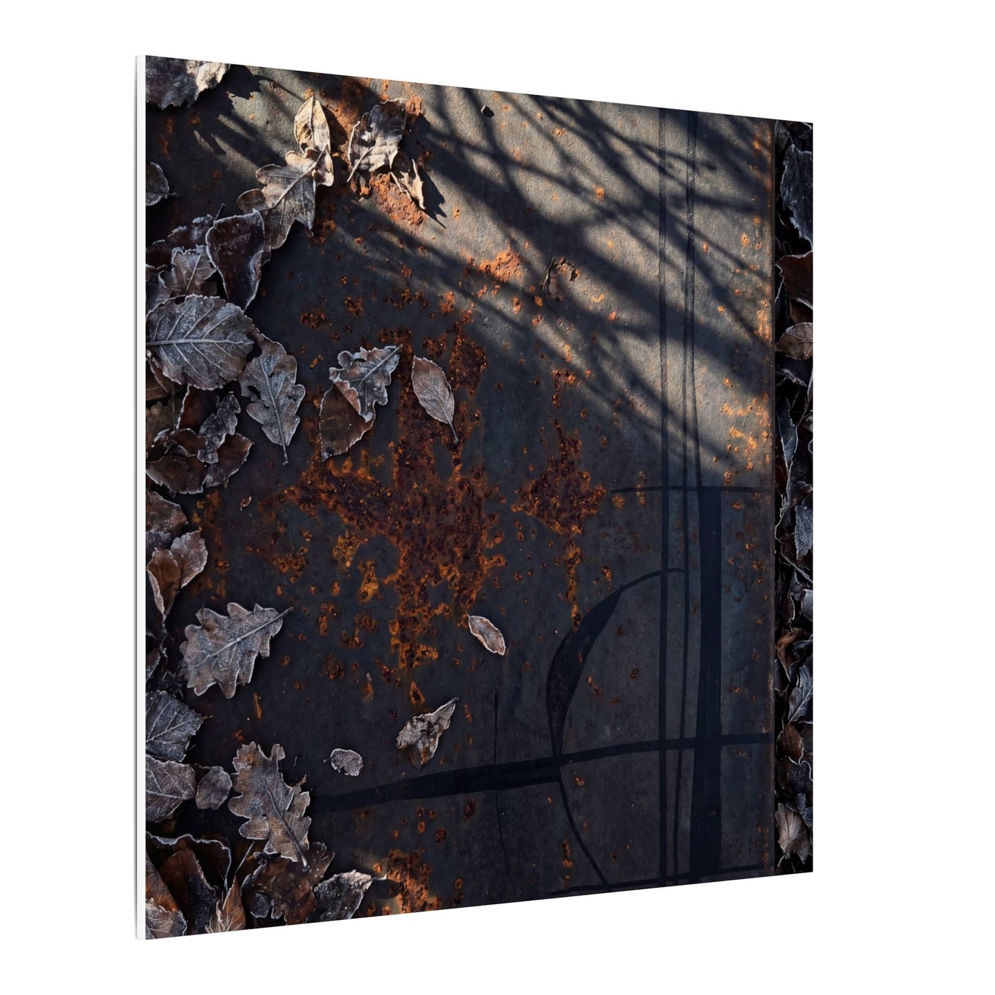 Shibui Rust Patina Canvas Art - Dark Japandi Charcoal Ink