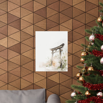 Torii Gate Spring Wall Art Print | Japandi Elegant Design
