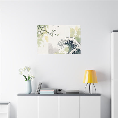 Spring Ocean Wave Ukiyo E Inspired Canvas Art | Serene Decor