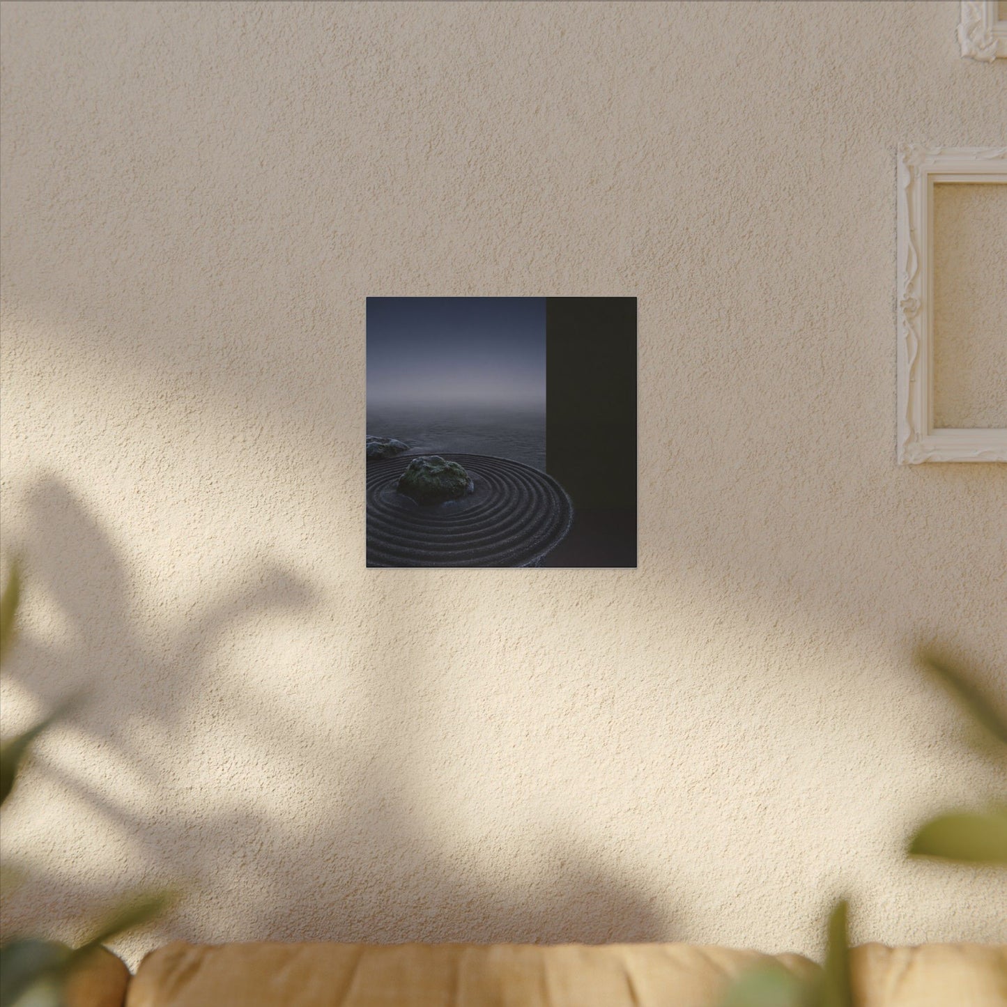 Ma Rock Garden Canvas Art - Dark Japandi Moody Minimal