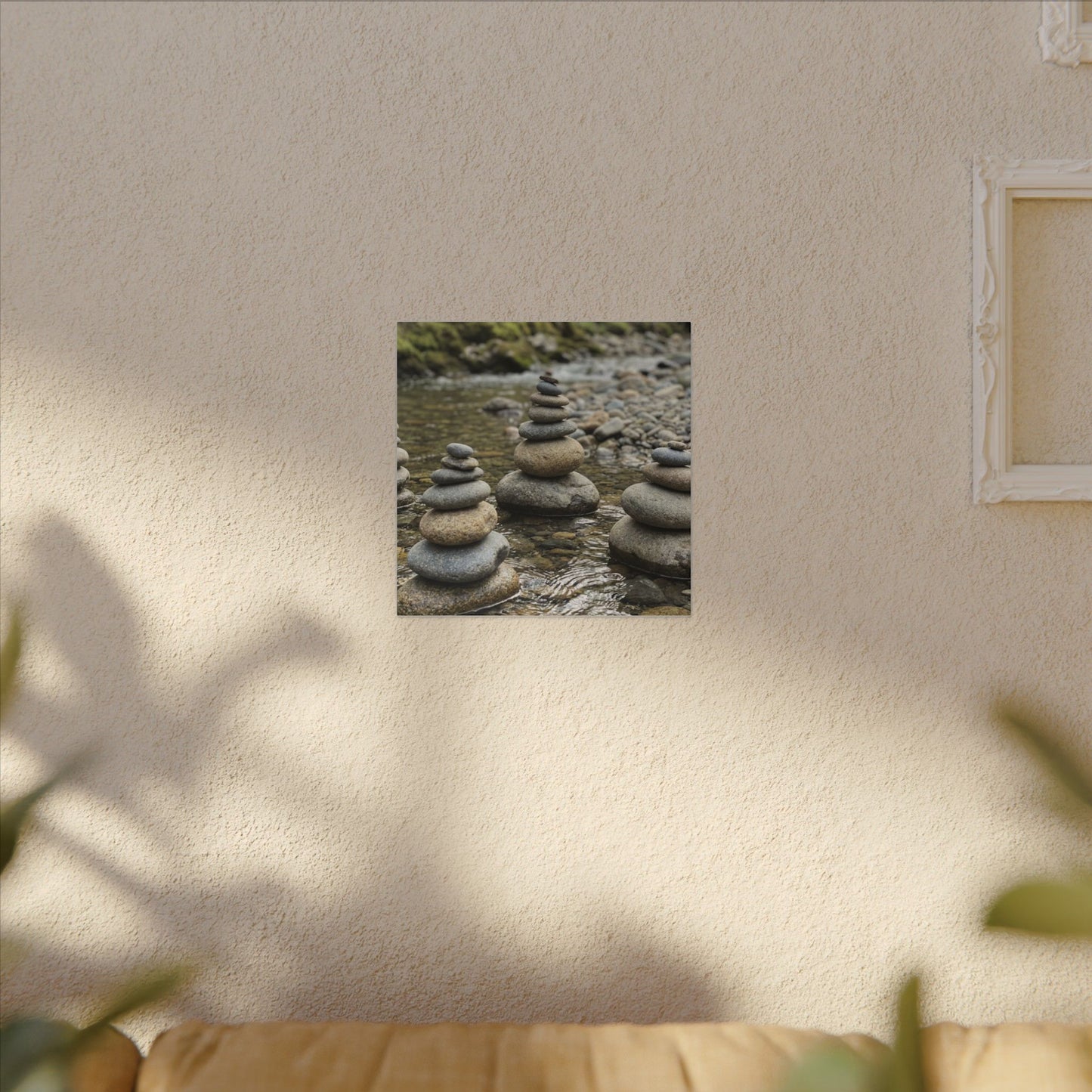 Zen River Stones in Dawn | Karesansui Canvas Art