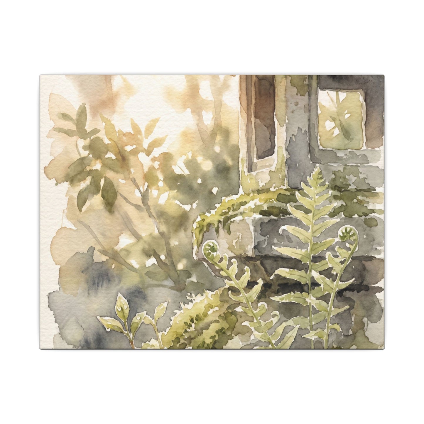 Earthy Stone Lantern Canvas Art - Watercolor Japandi