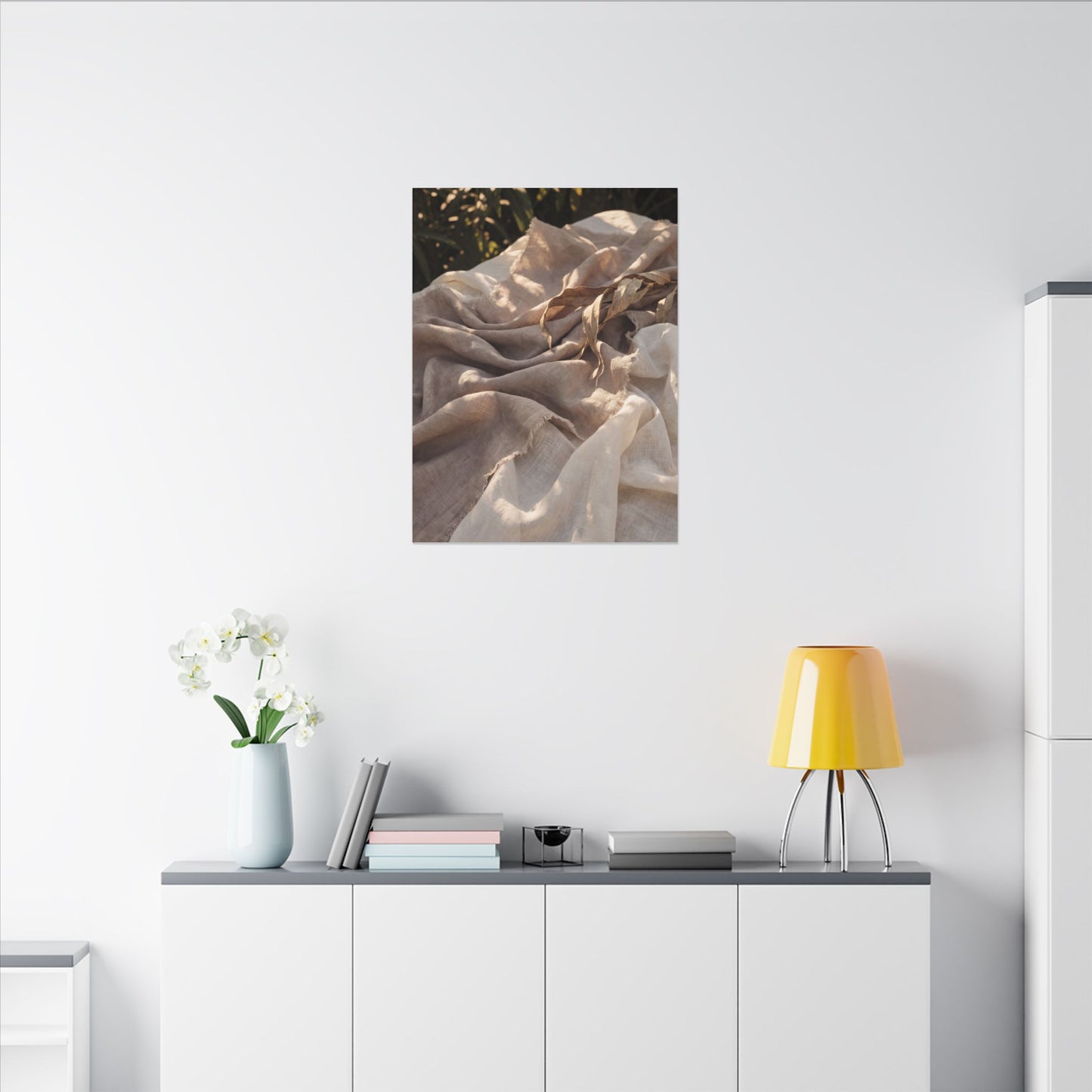 Silk Drape Summer Canvas Art | Japandi Neutral Design