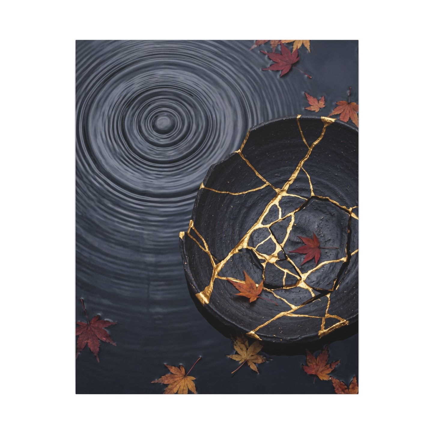 Philosophical Water Ripple Canvas Art - Gold Repair Kintsugi