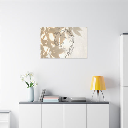 Warm Shoji Screen Canvas Art - Minimal Line Japandi