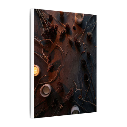 Dried Flowers Canvas Art | Winter Dark Japandi Moody Minimal Art