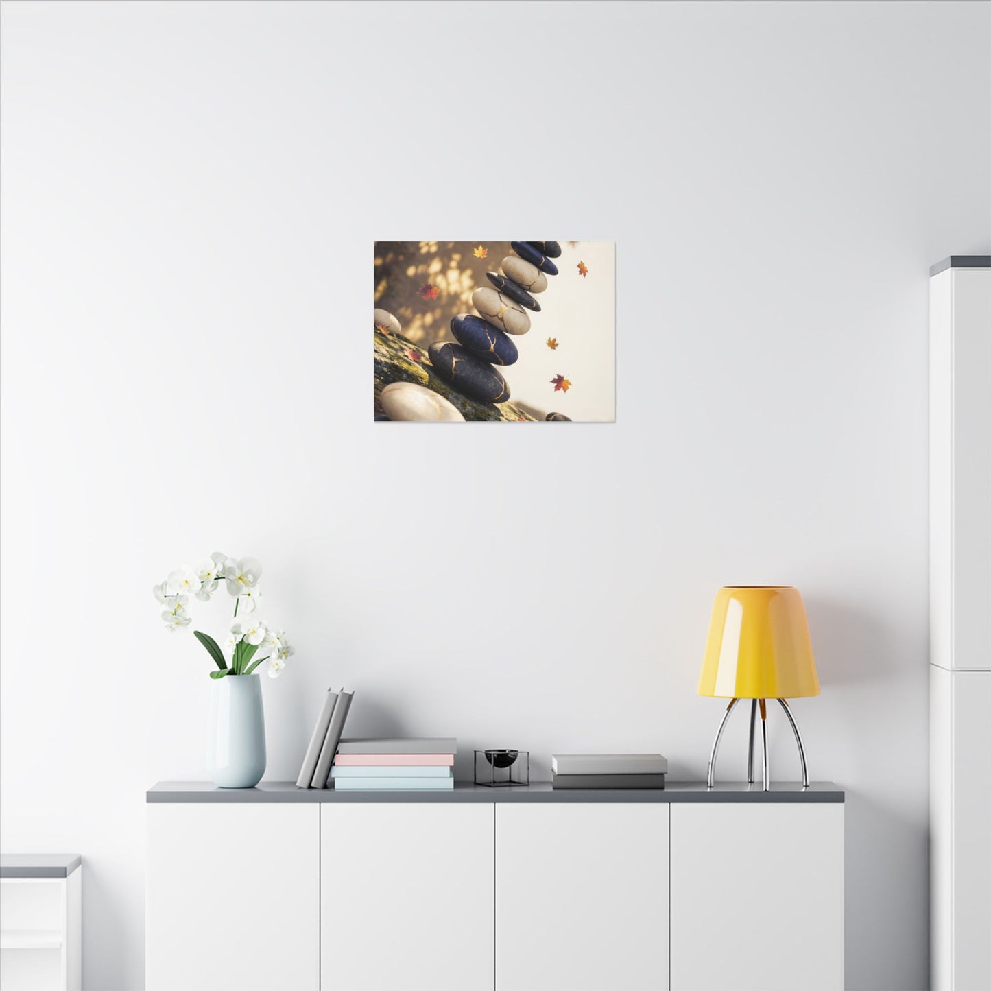 Ma River Stones Canvas Art - Kintsugi Gold Vein