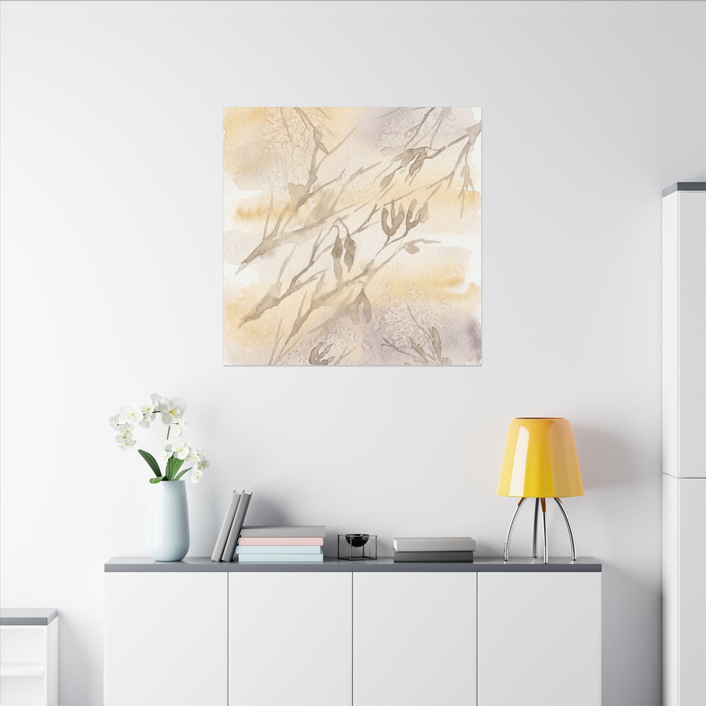 Shadow Play Winter Canvas Art | Japandi Warm Design
