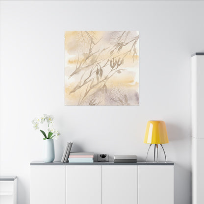 Shadow Play Winter Canvas Art | Japandi Warm Design