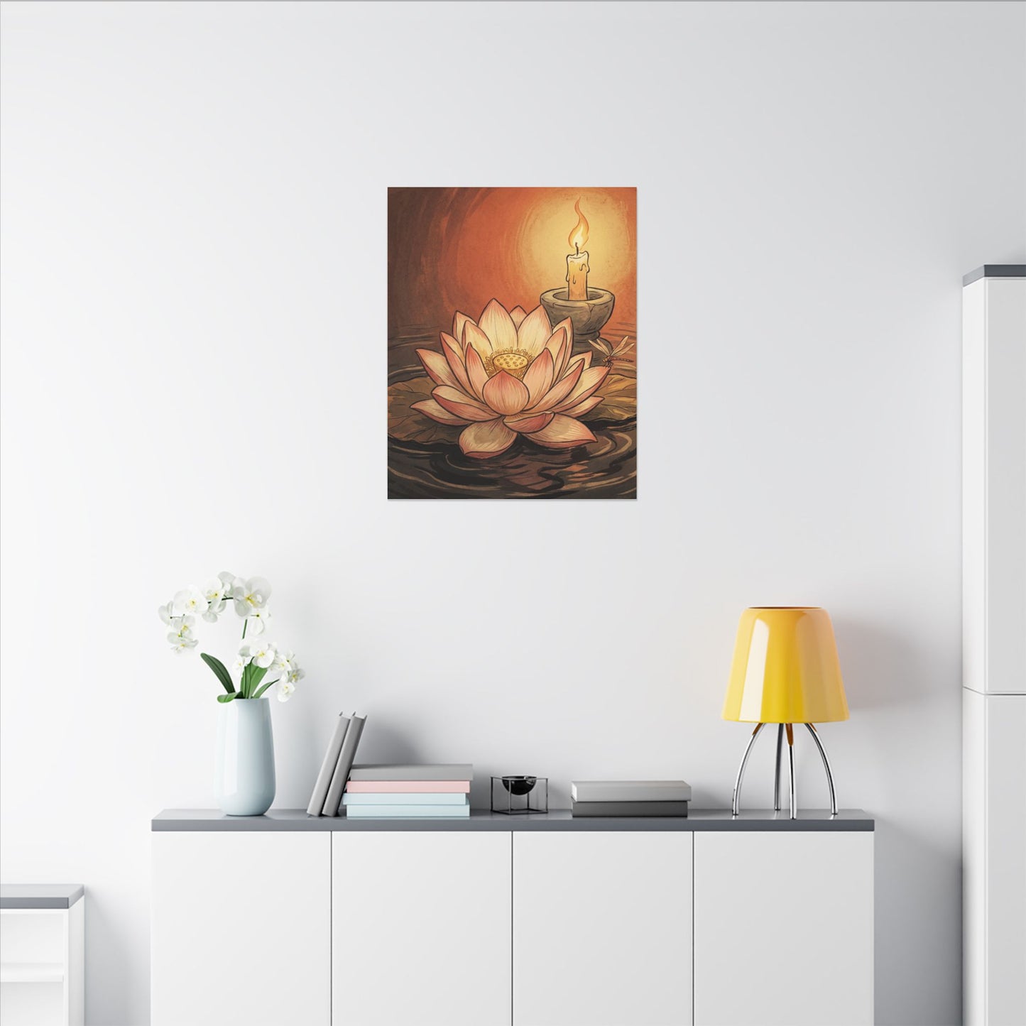 Lotus Flower Summer Canvas Art | Zen Contemplative Design
