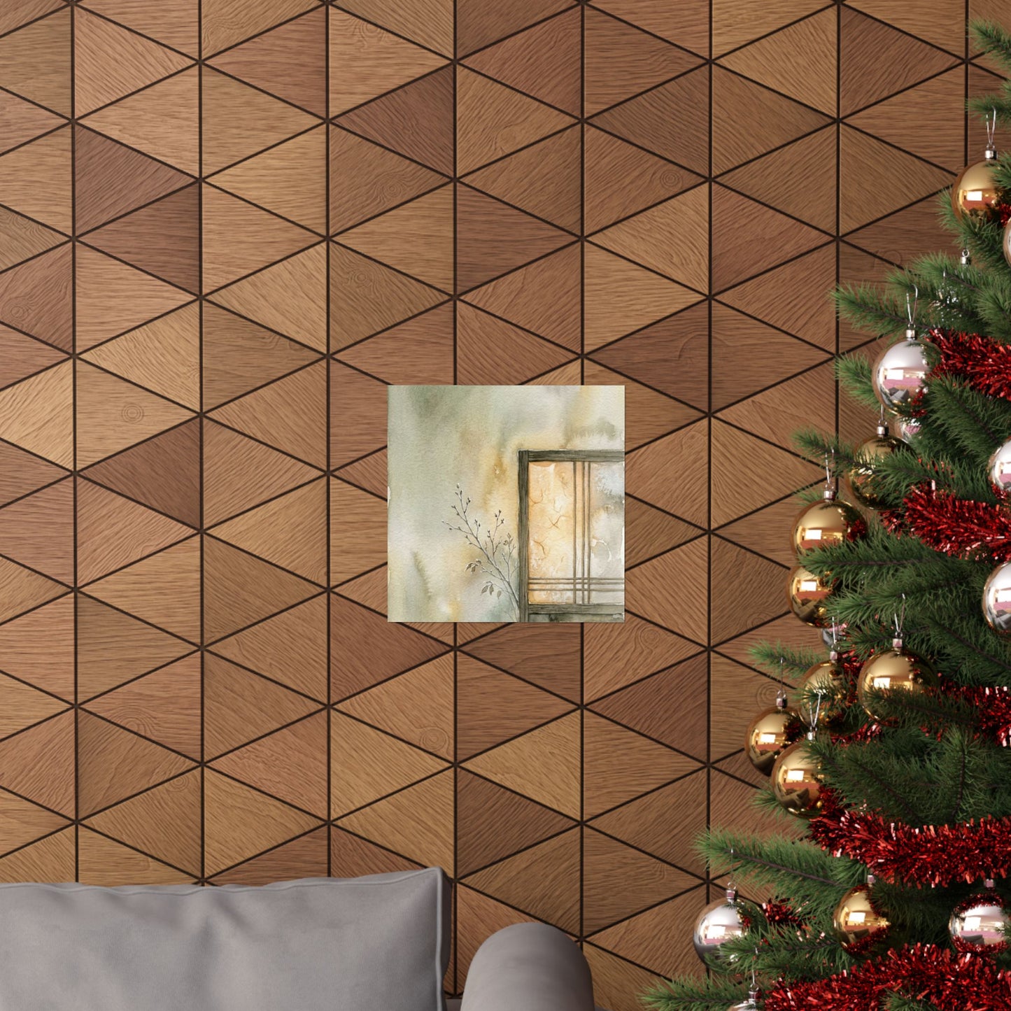 Shoji Screen Winter Wall Art Print | Japandi Earthy Design