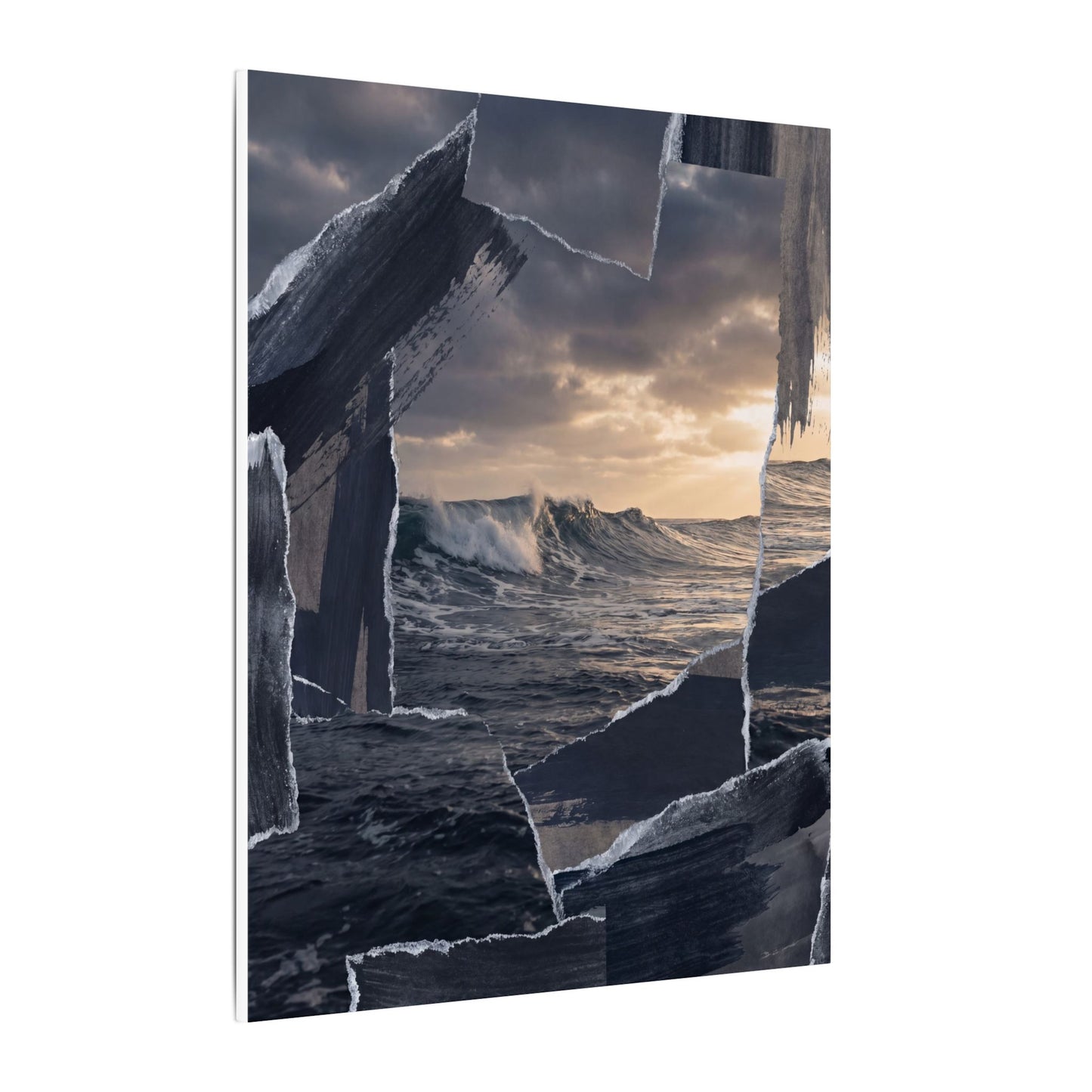 Fukinsei Ocean Wave Canvas Art - Dark Japandi Shadow Zen