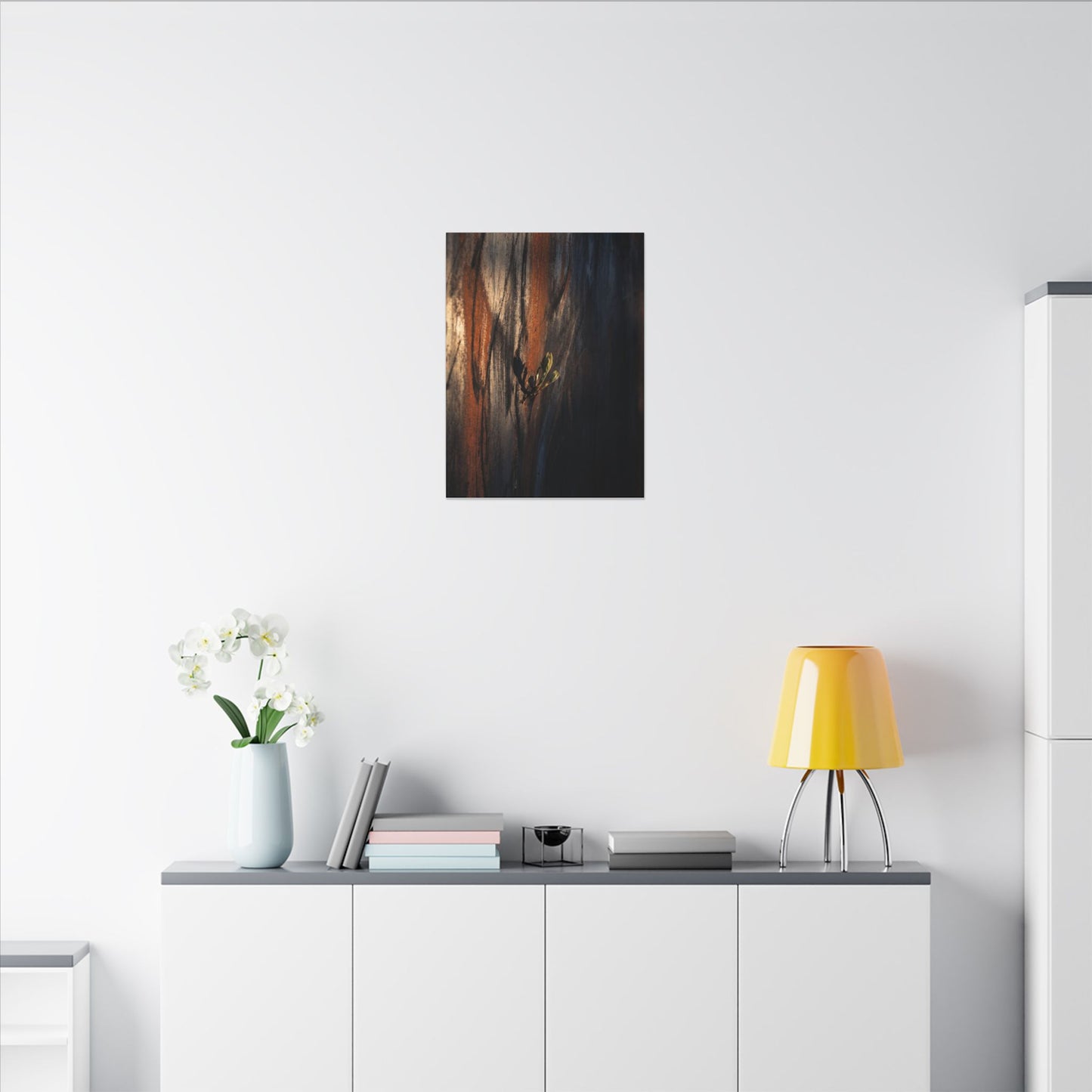 Rust Patina Charcoal Ink Canvas Art | Moody Dark Japandi Art