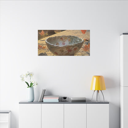 Japandi Ceramic Bowl in Golden Hour | Japanese Pattern Canvas Art