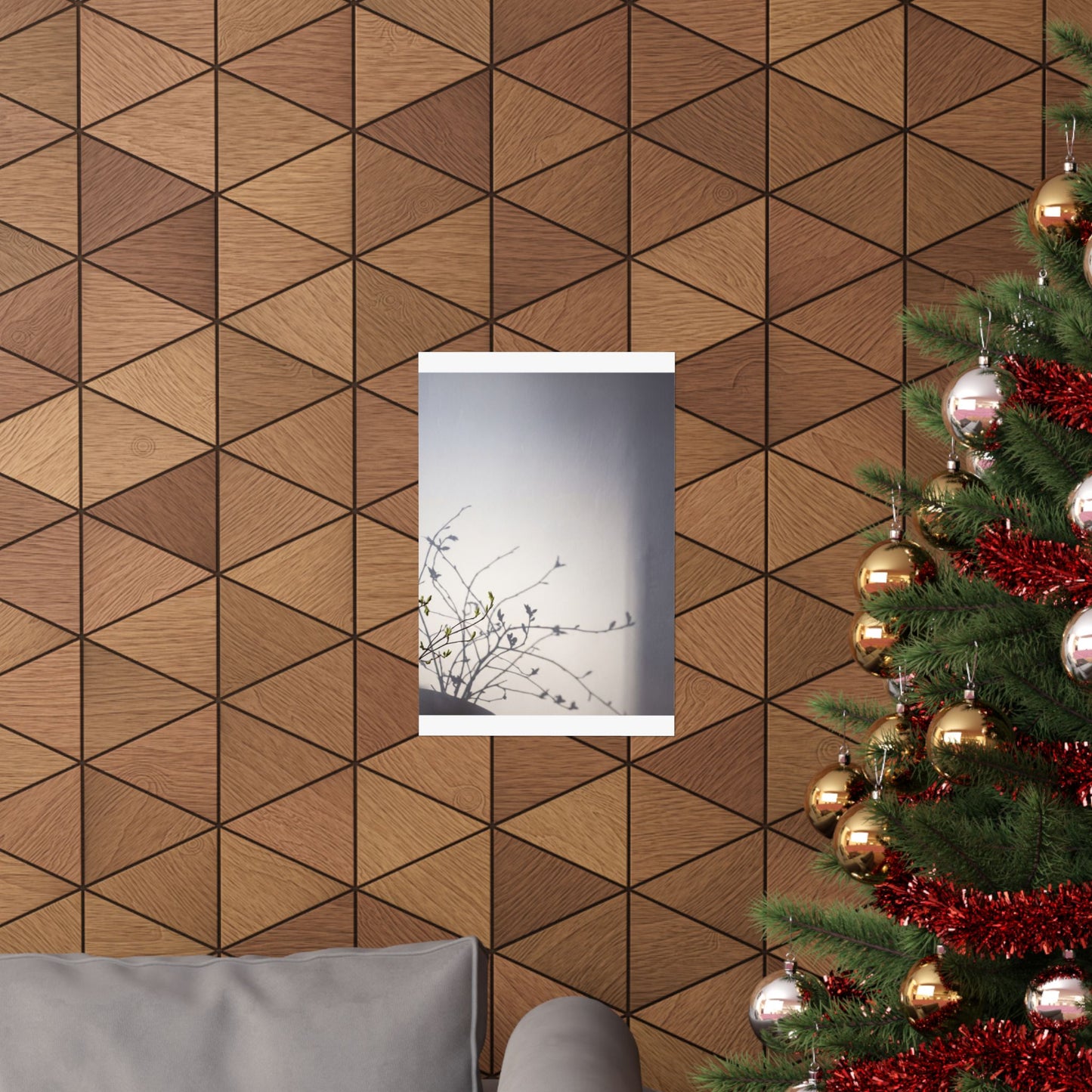 Japandi Shadow Play in Dawn | Japanese Pattern Wall Art Print
