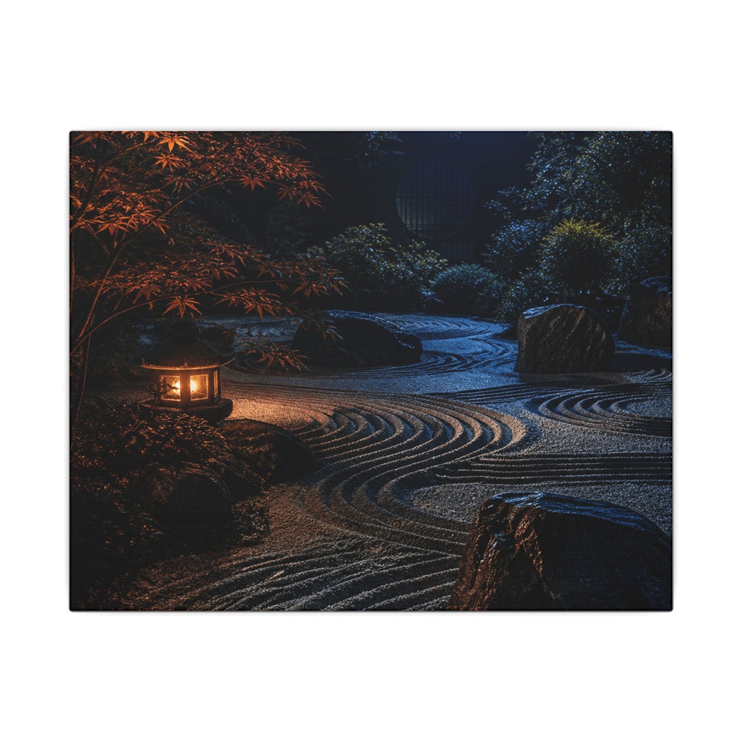Summer Rock Garden Shadow Zen Canvas Art | Moody Decor