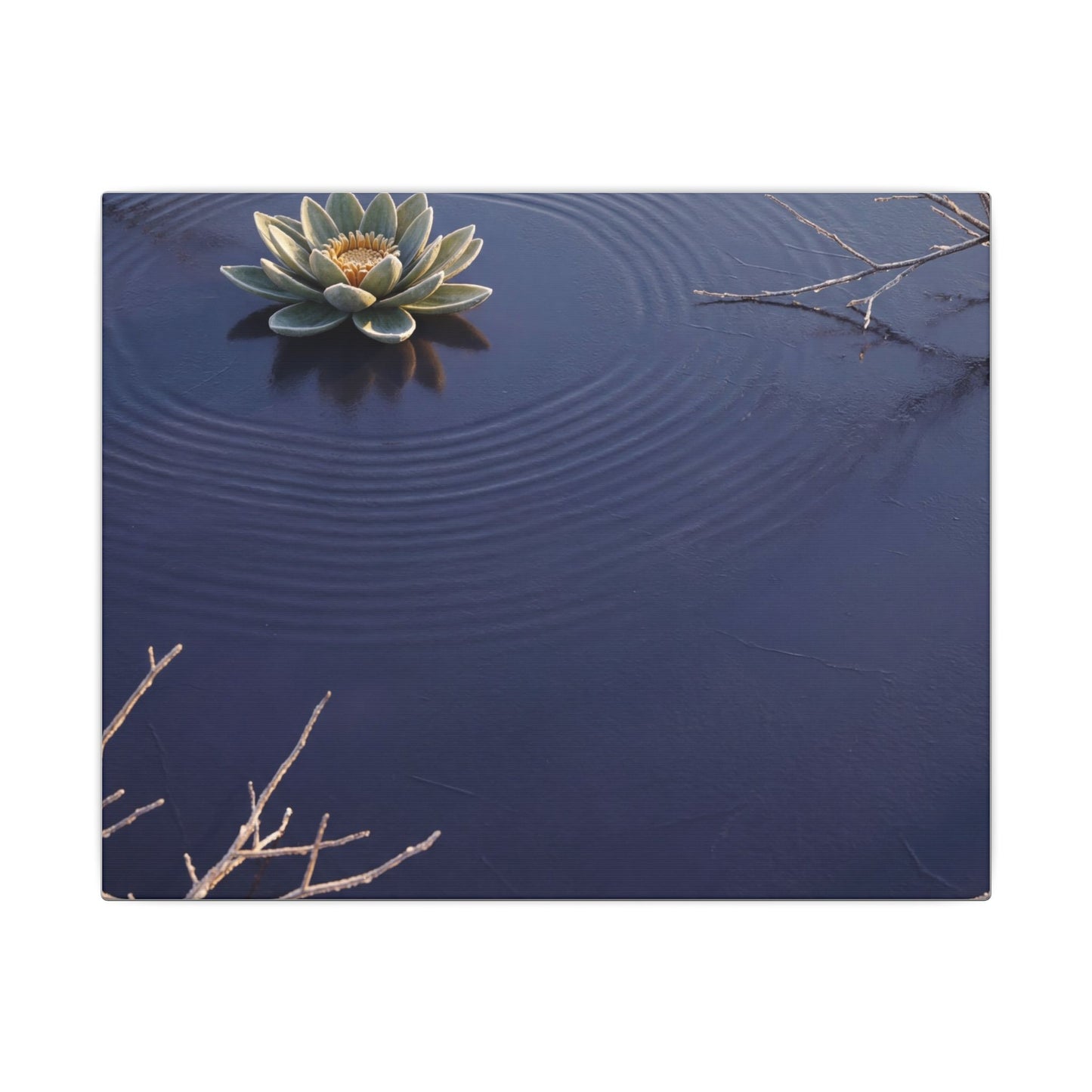 Lotus Flower Canvas Art | Winter Zen Karesansui Art