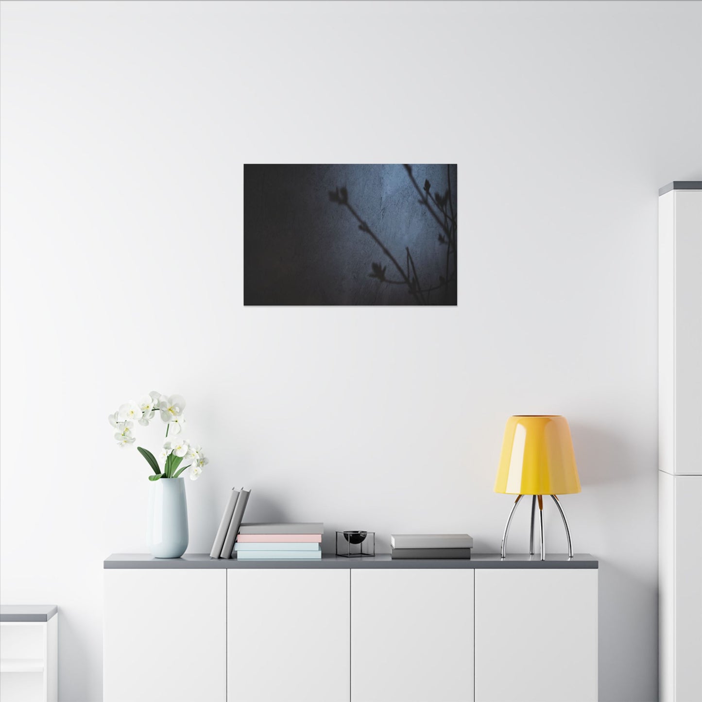 Shadow Play Canvas Art | Spring Dark Japandi Moody Minimal Art