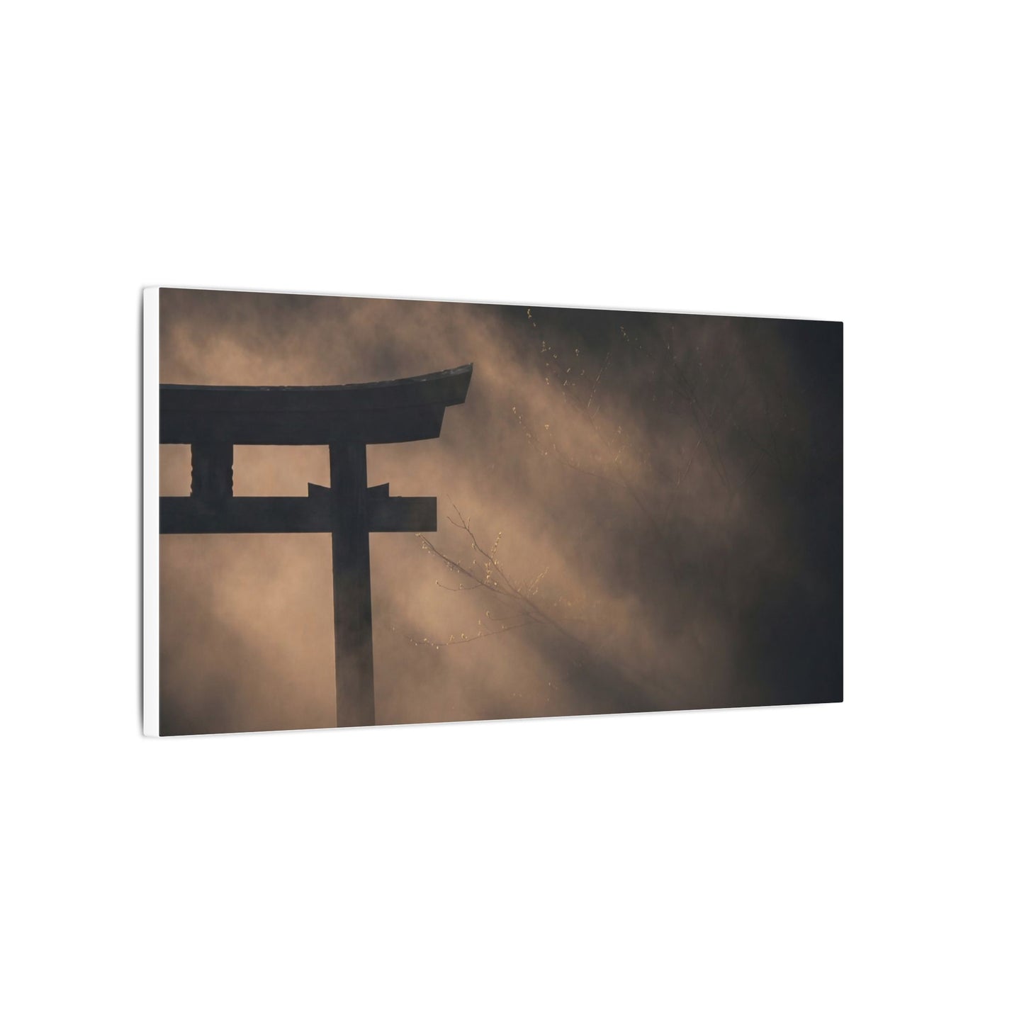 Torii Gate Shadow Zen Canvas Art | Bold Dark Japandi Art
