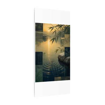 Zen Water Ripple in Golden Hour | Ukiyo E Inspired Canvas Art