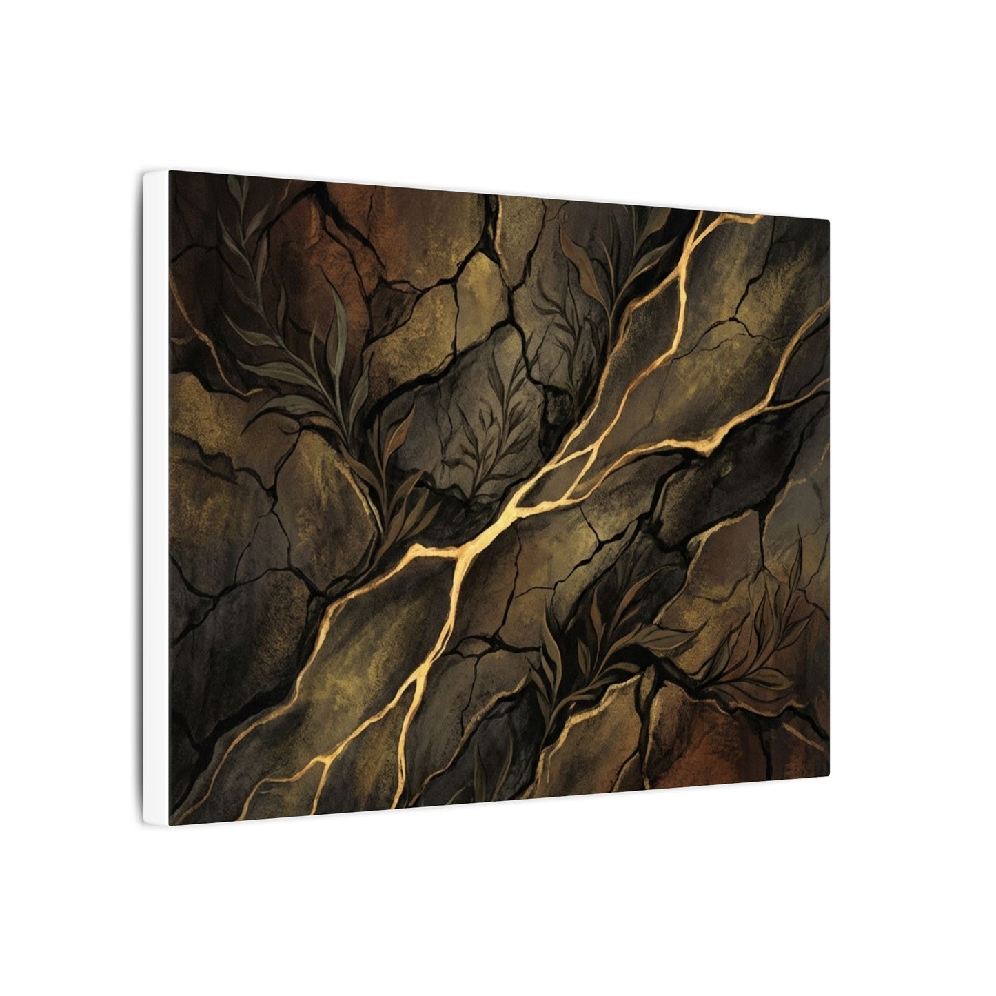Cracked Earth Charcoal Ink Canvas Art | Bold Dark Japandi Art