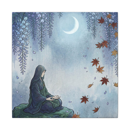 Zen Wisteria in Moonlight | Ukiyo E Inspired Canvas Art