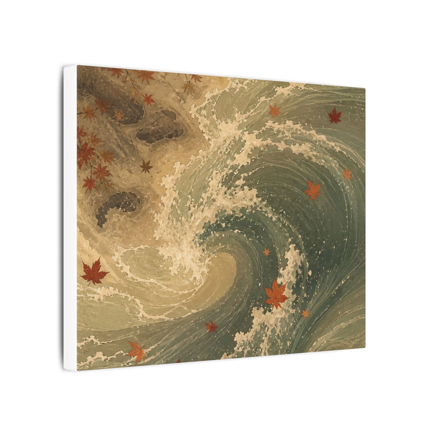 Japandi Ocean Wave in Candlelight | Japanese Pattern Canvas Art
