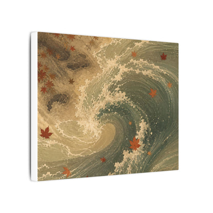 Japandi Ocean Wave in Candlelight | Japanese Pattern Canvas Art
