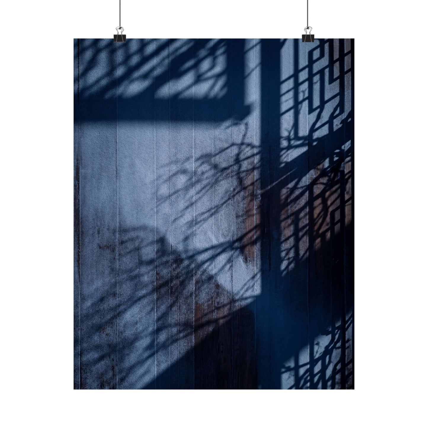 Sophisticated Shadow Play Wall Art Print - Moody Minimal Dark Japandi