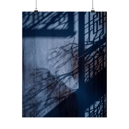 Sophisticated Shadow Play Wall Art Print - Moody Minimal Dark Japandi