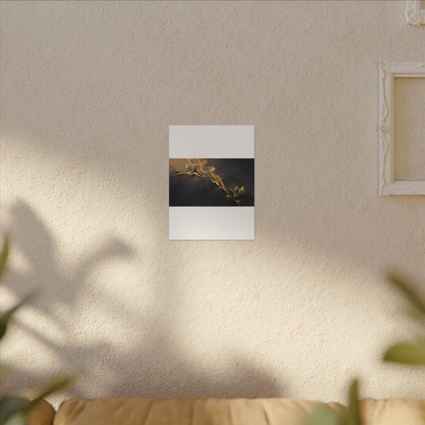 Spring Incense Smoke Gold Vein Canvas Art | Healing Decor