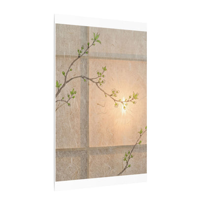 Warm Shoji Screen Canvas Art - Minimal Line Japandi