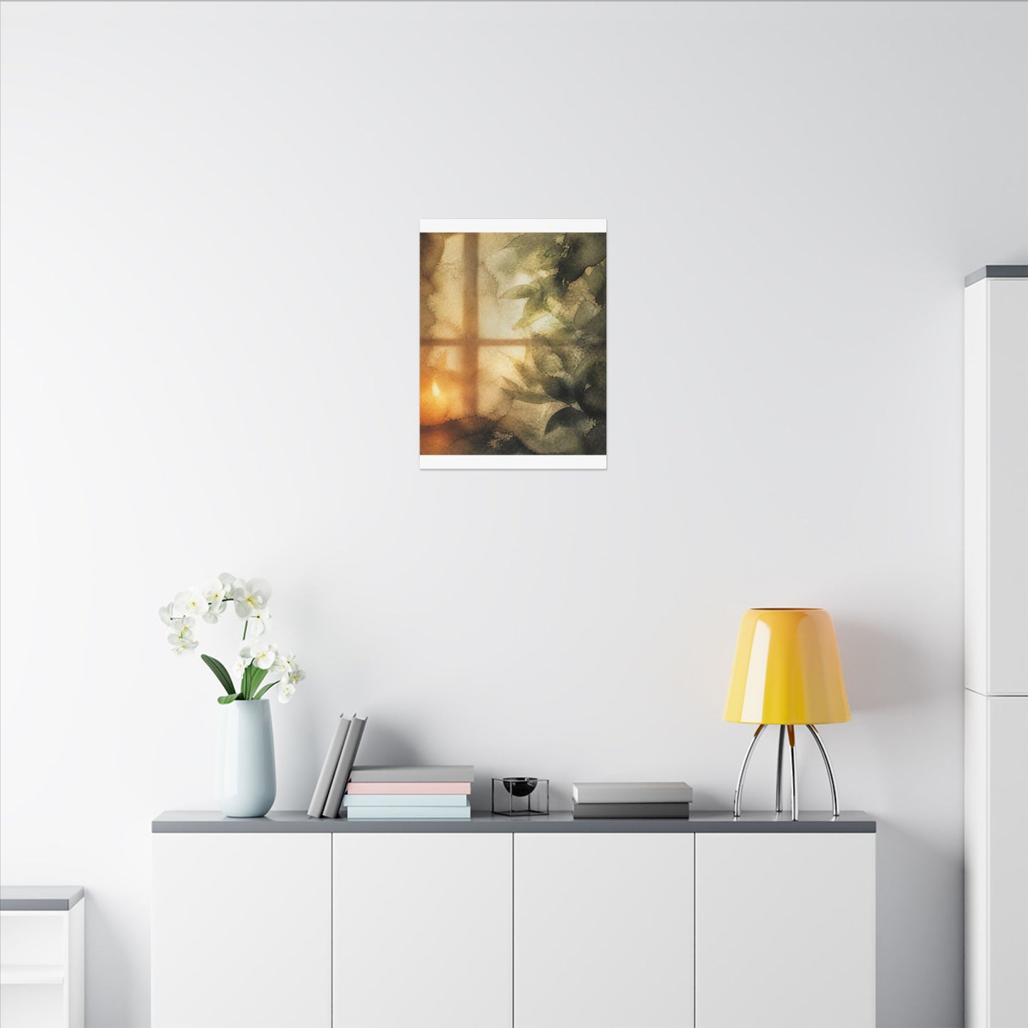 Cozy Shoji Screen Canvas Art - Watercolor Japandi